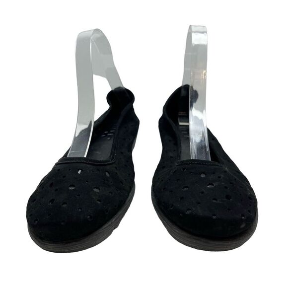 THE FLEXX Black Genuine Leather Suede Loafers Slip On Low Wedge Shoes Casual 9.5 - Picture 6 of 15